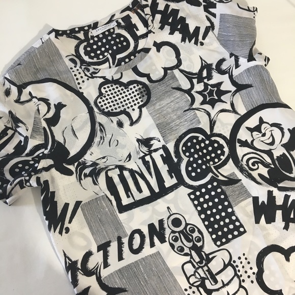 Equipment | Black and White Dynamic Cartoon Printed 16Mm Cdc Riley Cat Tee, Sm - Picture 7 of 8